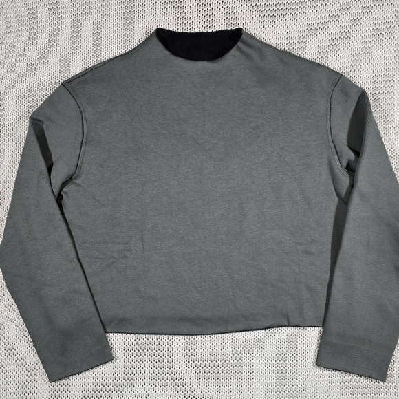 Eberjey Reversible Plush Funnel Neck Pullover Top Womens M Kelp/Black Loungewear - Picture 1 of 10
